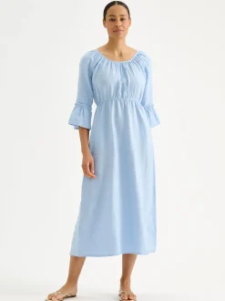 DONNA midi pellavamekko - vaaleansininen