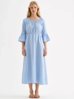 DONNA midi pellavamekko - vaaleansininen