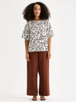 SAARI culottes-pellavahousut - ruskea